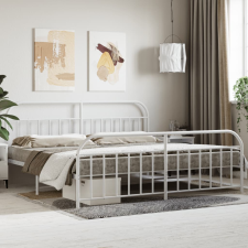 vidaXL fehér fém ágykeret fej- és lábtámlával 193 x 203 cm ágy és ágykellék