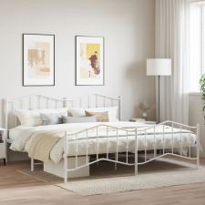 vidaXL fehér fém ágykeret fej- és lábtámlával 200 x 200 cm ágy és ágykellék