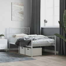 vidaXL fehér fém ágykeret fej- és lábtámlával 90 x 190 cm ágy és ágykellék