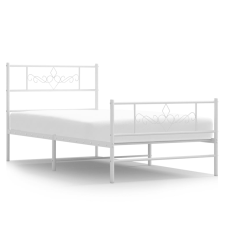 vidaXL fehér fém ágykeret fej- és lábtámlával 90 x 190 cm (355326) ágy és ágykellék
