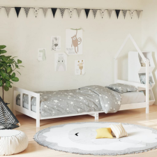 vidaXL Fehér gyerek tömör fenyőfa ágykeret 90 x 200 cm ágy és ágykellék