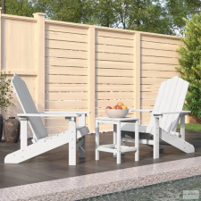 vidaXL fehér HDPE kerti adirondack székek asztallal kerti bútor