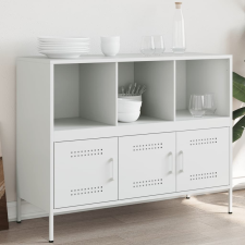 vidaXL fehér hidegen hengerelt acél tálalószekrény 100,5 x 39 x 79 cm bútor