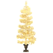 vidaXL fehér kacskaringós PVC karácsonyfa kaspóval és LED-del 120 cm (344652) műfenyő