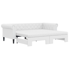 vidaXL fehér kihúzható műbőr heverő matraccal 90 x 200 cm (3197728) ágy és ágykellék