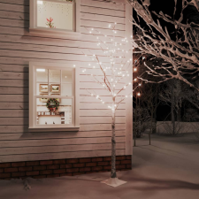 vidaXL fehér LED-es nyírfa 128 meleg fehér LED-del 220 cm műfenyő