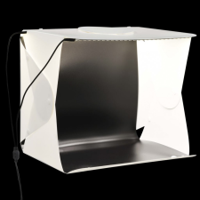 vidaXL Fehér műanyag összecsukható softbox LED-lámpával 40x34x37 cm világítás