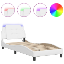 vidaXL fehér műbőr ágykeret LED-világítással 100 x 200 cm ágy és ágykellék