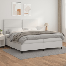 vidaXL fehér műbőr rugós ágy matraccal 200 x 200 cm ágy és ágykellék
