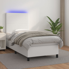 vidaXL fehér műbőr rugós ágy matraccal és LED-del 100x200 cm ágy és ágykellék