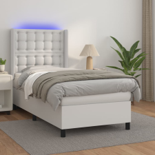 vidaXL fehér műbőr rugós ágy matraccal és LED-del 100x200 cm ágy és ágykellék