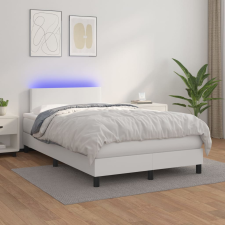 vidaXL fehér műbőr rugós ágy matraccal és LED-del 120x200 cm ágy és ágykellék