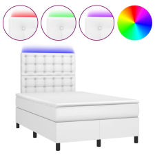 vidaXL fehér műbőr rugós ágy matraccal és LED-del 120x200 cm ágy és ágykellék