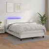 vidaXL fehér műbőr rugós ágy matraccal és LED-del 120x200 cm