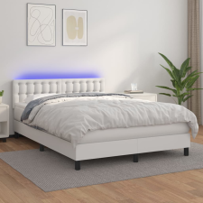 vidaXL fehér műbőr rugós ágy matraccal és LED-del 140x200 cm ágy és ágykellék