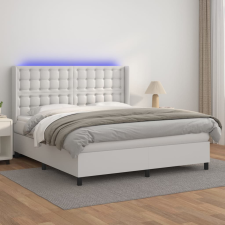 vidaXL fehér műbőr rugós ágy matraccal és LED-del 160x200 cm ágy és ágykellék