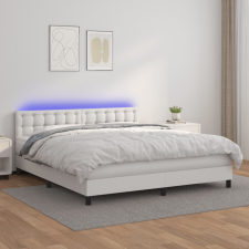 vidaXL fehér műbőr rugós ágy matraccal és LED-del 180x200 cm ágy és ágykellék