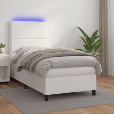 vidaXL fehér műbőr rugós ágy matraccal és LED-del 90x190 cm ágy és ágykellék