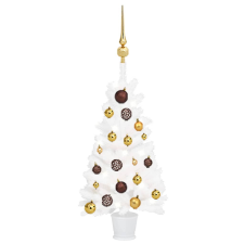 vidaXL fehér műkarácsonyfa LED-ekkel és gömbszettel 65 cm karácsonyi dekoráció