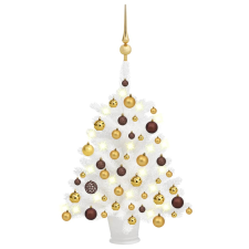 vidaXL fehér műkarácsonyfa LED-ekkel és gömbszettel 65 cm (3077544) műfenyő