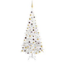 vidaXL fehér műkarácsonyfa LED fényekkel és gömbszettel L 240 cm (3077496) műfenyő