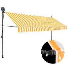 vidaXL fehér-narancssárga kézzel kihúzható LED-es napellenző 350 cm kerti bútor