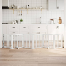 vidaXL fehér nyárfa 6 paneles összecsukható kutyakapu ajtóval 300 cm szállítóbox, fekhely kutyáknak