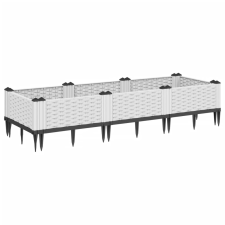 vidaXL fehér polipropilén kerti virágláda cövekekkel 125x40x28,5 cm (368015) kerti tárolás