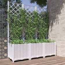 vidaXL fehér polipropilén rácsos kerti ültetőláda 120 x 40 x 136 cm kerti tárolás