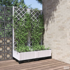 vidaXL Fehér polipropilén rácsos kerti ültetőláda 80 x 40 x 121,5 cm kerti tárolás