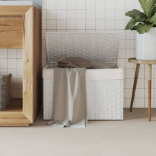 vidaXL fehér polyrattan szennyeskosár fedéllel 55,5 x 35 x 34 cm bútor