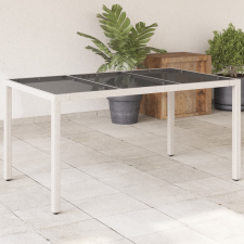 vidaXL fehér polyrattan üveglapos kerti asztal 150 x 90 x 75 cm kerti bútor