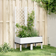 vidaXL Fehér PP rácsos kerti ültetőláda 80 x 40 x 142 cm kerti tárolás