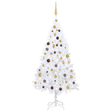 vidaXL fehér PVC műkarácsonyfa LED-ekkel és gömbszettel 180 cm karácsonyi dekoráció