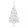vidaXL Fehér PVC műkarácsonyfa LED-ekkel és gömbszettel 210 cm