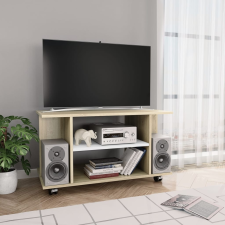 vidaXL fehér-sonoma tölgy forgácslap TV-szekrény görgőkkel 80x40x40 cm bútor