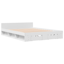 vidaXL fehér szerelt fa ágykeret fiókokkal 150 x 200 cm (3280741) ágy és ágykellék