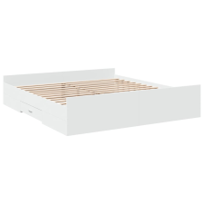vidaXL fehér szerelt fa ágykeret fiókokkal 200 x 200 cm (3280265) ágy és ágykellék