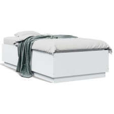 vidaXL fehér szerelt fa ágykeret LED-világítással 90 x 190 cm ágy és ágykellék