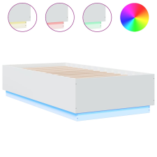 vidaXL fehér szerelt fa ágykeret LED-világítással 90 x 190 cm (3209660) ágy és ágykellék