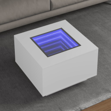 vidaXL fehér szerelt fa dohányzóasztal LED-lámpákkal 60 x 60 x 40 cm bútor