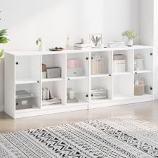vidaXL fehér szerelt fa könyvespolc ajtókkal 204x37x75 cm bútor
