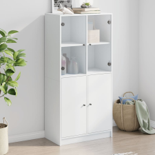 vidaXL fehér szerelt fa magasszekrény ajtókkal 68x37x142 cm bútor
