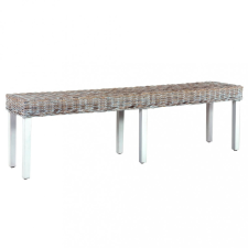 vidaXL Fehér természetes kubu rattan és tömör mangófa pad 160 cm kerti bútor