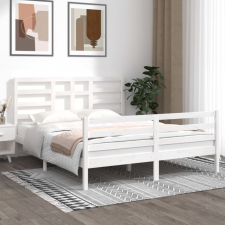 vidaXL fehér tömör fa ágykeret 160 x 200 cm ágy és ágykellék