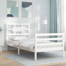 vidaXL fehér tömör fa ágykeret fejtámlával 100 x 200 cm ágy és ágykellék