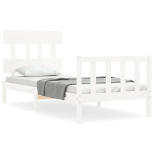 vidaXL fehér tömör fa ágykeret fejtámlával 100 x 200 cm (3193327) ágy és ágykellék