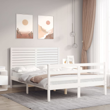 vidaXL fehér tömör fa ágykeret fejtámlával 120 x 200 cm ágy és ágykellék