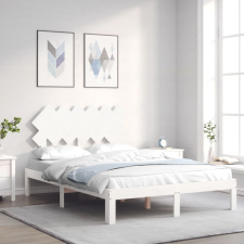 vidaXL fehér tömör fa ágykeret fejtámlával 120 x 200 cm ágy és ágykellék