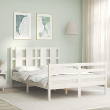 vidaXL fehér tömör fa ágykeret fejtámlával 120 x 200 cm ágy és ágykellék